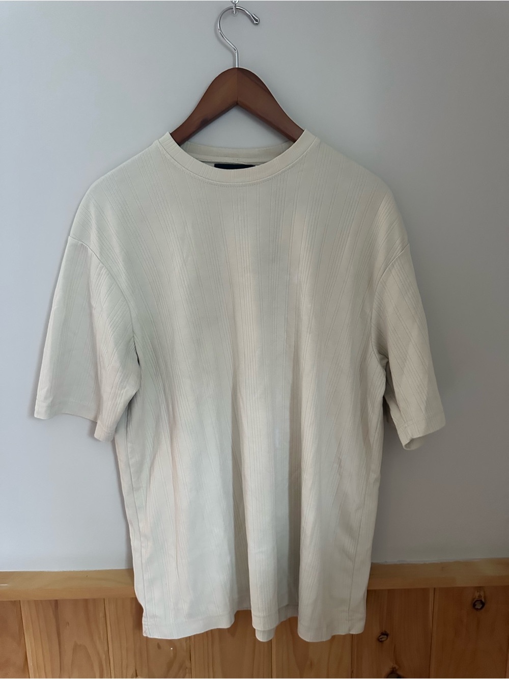 Liz Claiborne Cream Ribbed Short-Sleeve Tee